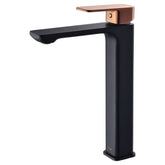 Ikon Seto High Rise Basin Mixer Matt Black and Rose Gold